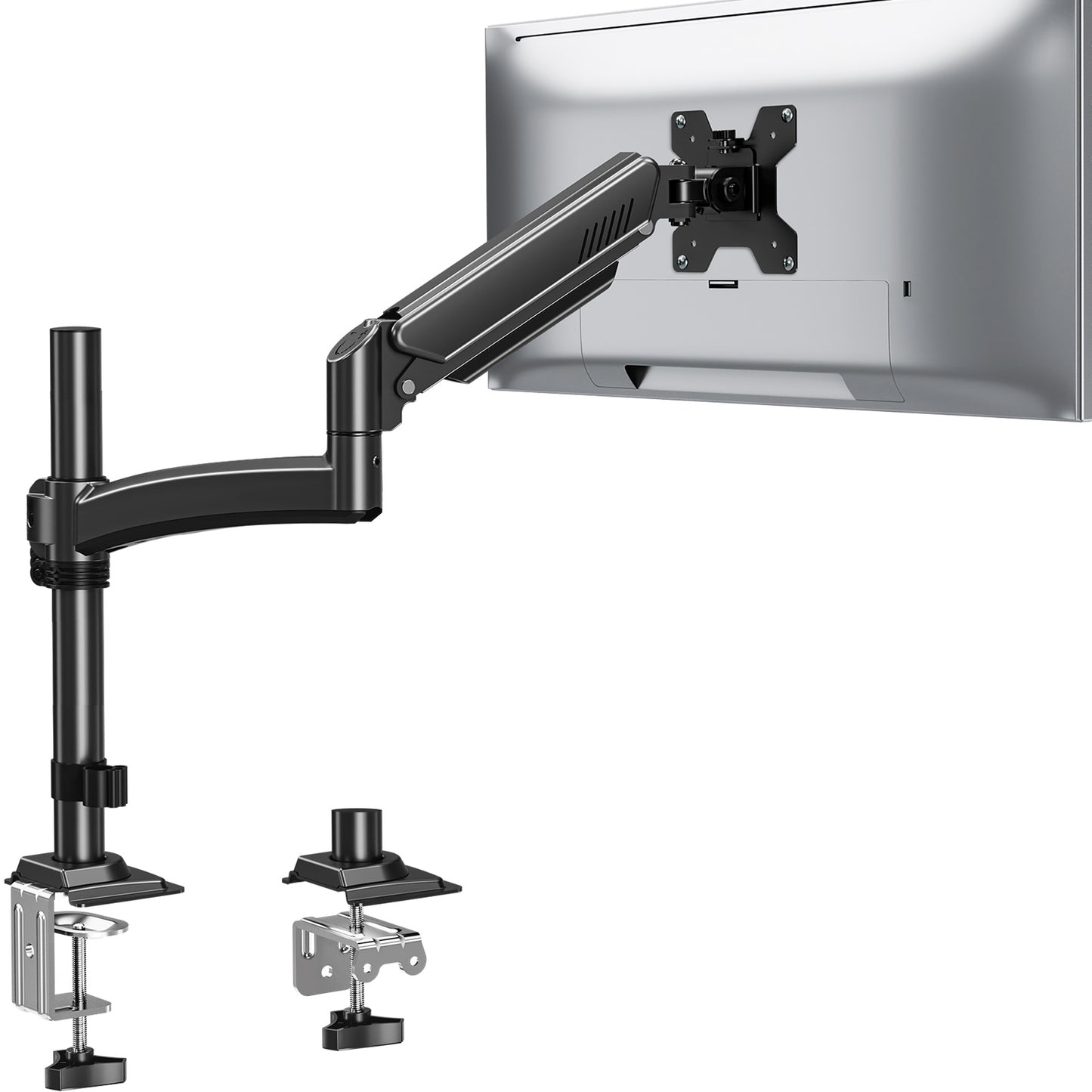 ELIVED Monitor Halterung für 13-32" Bildschirme, Gasfeder Monitor Arm hält 2-10 kg Monitor mit VESA 75/100mm, Höhenverstellbare Einarmig Monitorhalterung mit Neigbar, Schwenkbar, Drehbar, EV6033B