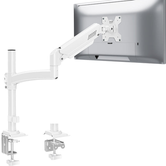 ELIVED Monitor Halterung für 13-32" Bildschirme, Gasfeder Monitor Arm hält 2-10 kg Monitor mit VESA 75/100mm, Höhenverstellbare Einarmig Monitorarm mit Neigbar, Schwenkbar, Drehbar, Weiß, EV6033W