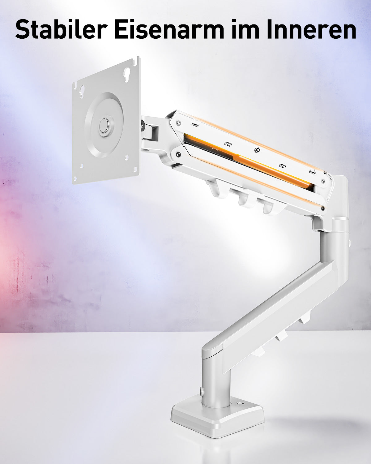 ELIVED Monitor Halterung für 13"-32" Monitor, Monitorhalterung Ideal für 2-9 kg Gaming PC Bildschirme mit VESA 75/100 mm, Gasfeder Monitor Arm mit Neigbar, Schwenkbar, Drehbar, Weiß, EV6013W-DE