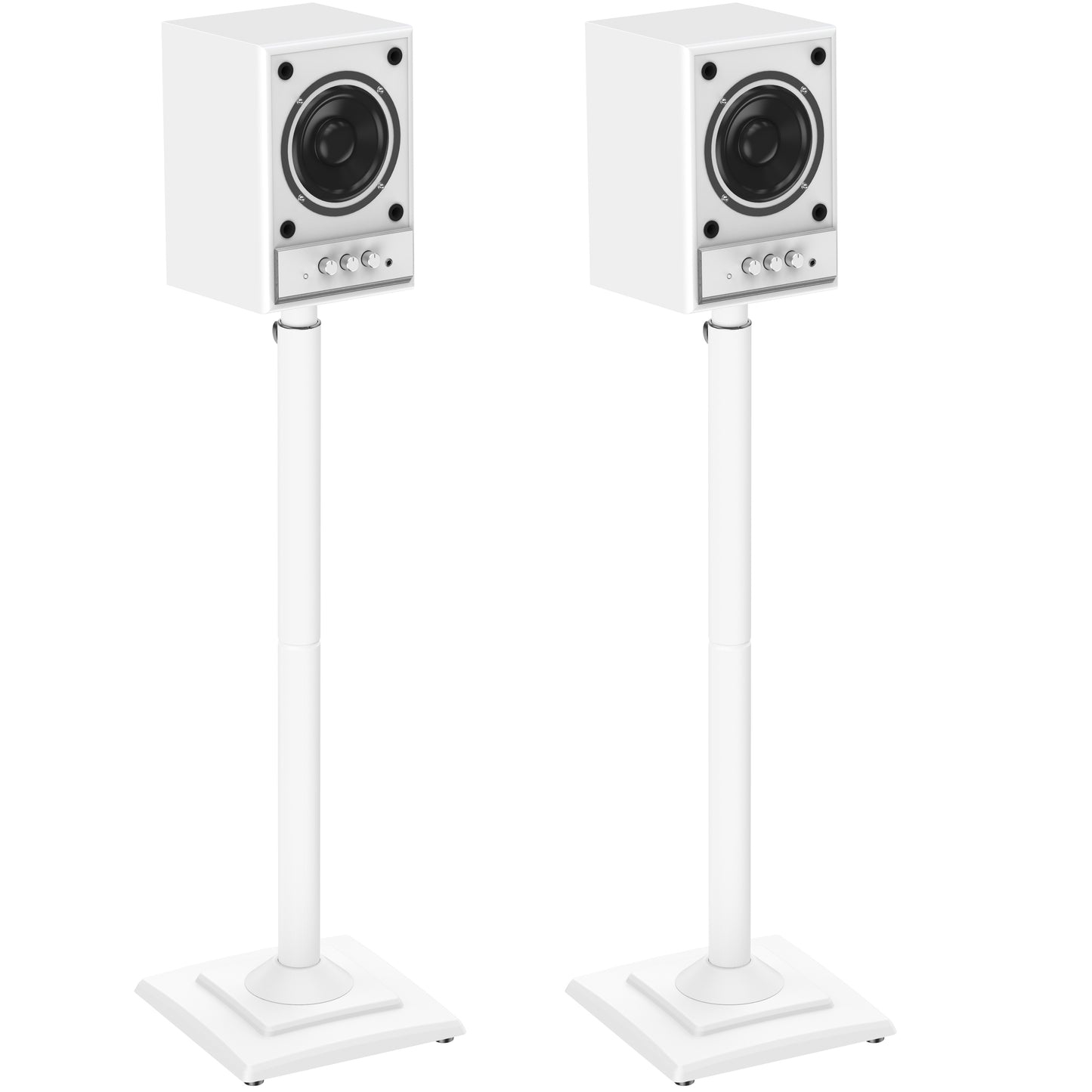 ELIVED Speaker Stands Height-Adjustable for Satellites up to 5 kg, Set of 2 Floor Stands, Universal Compatible with Samsung Sony, Holds Satellite & Small Bookshelf Speakers, White EV5032W
