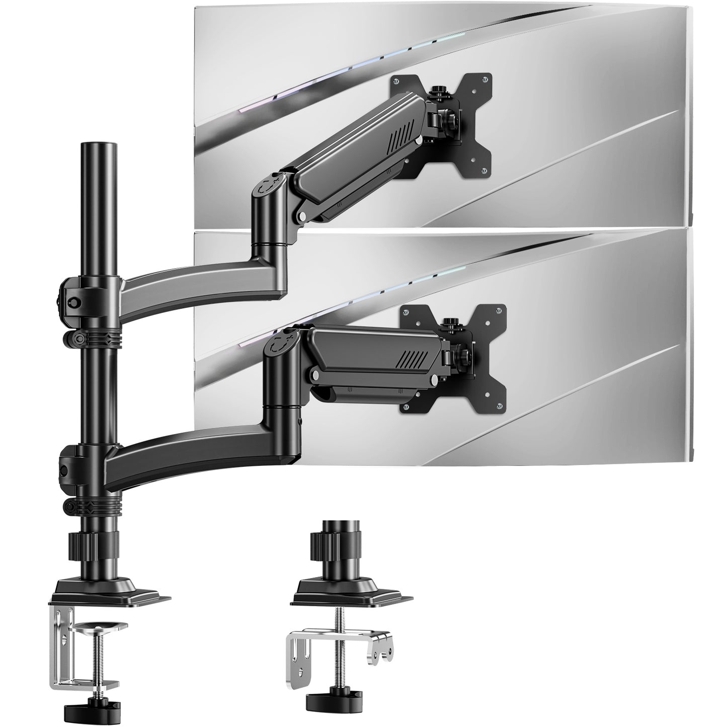 ELIVED Taller Dual Monitor Stand Long Arms for 13-32 inch Screens, Height Adjustable, VESA 75/100mm, Monitor Arm Desk Mount with Tilt Swivel Rotation, Up to 10KG, Black, EV6034B