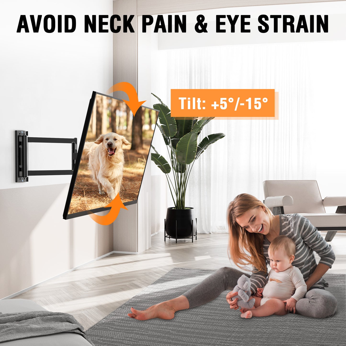 HOMOUNT Long Arm TV Wall Mount for 26-65 Inch TVs, 37.4 Inch Long Extension TV Mount Swivel and Tilt, Full Motion Wall Mount tv Bracket, Max VESA 400x400mm, Holds up to 77 lbs