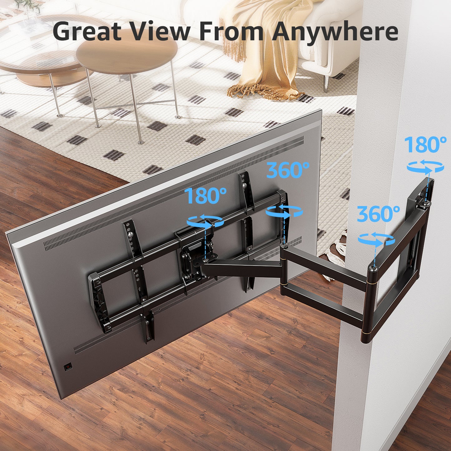 HOMOUNT Long Arm TV Wall Mount for Most 42-75 Inch TVs, 37.9" Full Motion Corner Wall Mount TV Bracket with Extension & Tilt & Swivel Articulating Arm, Max VESA 600x400mm and Up to 99 lbs