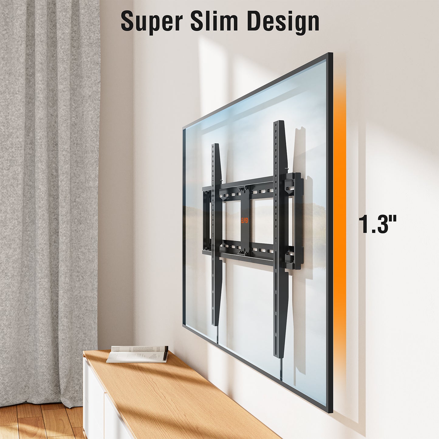 ELIVED Fixed TV Mount for Most 42-100 Inch Flat Screen tvs, Low Profile Wall Mount TV Bracket up to VESA 800x600mm and 199 lbs - Fits 16", 24", 32" Studs- Heavy Duty and Space Saving