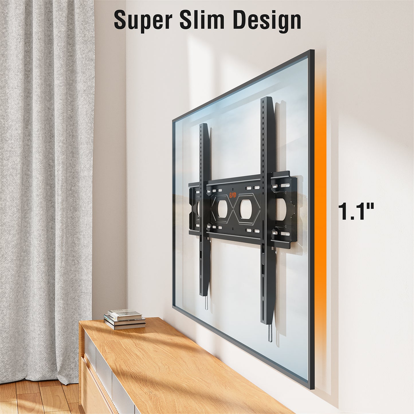 ELIVED Fixed TV Mount for Most 50-120 Inch Flat Screen tvs, Low Profile Wall Mount TV Bracket up to VESA 950x600mm and 220 lbs - Fits 16", 24", 32", 36" Studs- Heavy Duty and Space Saving