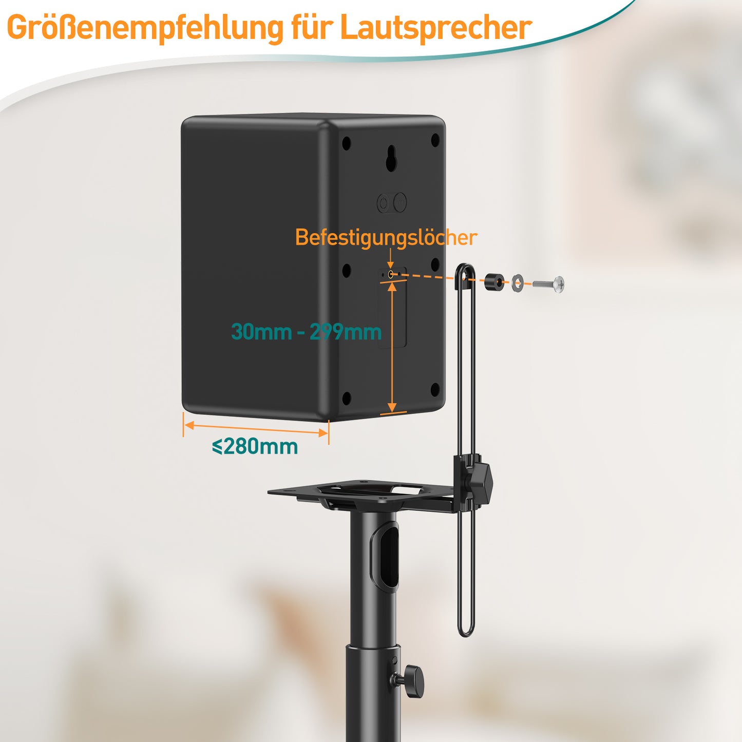 ELIVED Universal Lautsprecherständer höhenverstellbar bis 106cm, Boxenständer mit interner Kabelkanal für Regallautsprecher, 5kg Tragkraf, Schwarz, 1 Paar