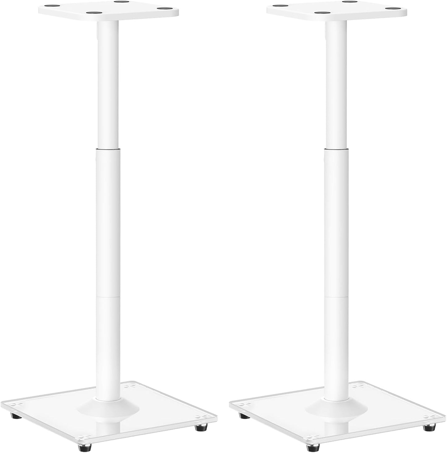 ELIVED Universal Lautsprecherständer höhenverstellbar bis 95cm, Boxenständer mit Glassockel & interner Kabelkanal für Regallautsprecher, 10kg Tragkraf, Weiß, 1 Paar