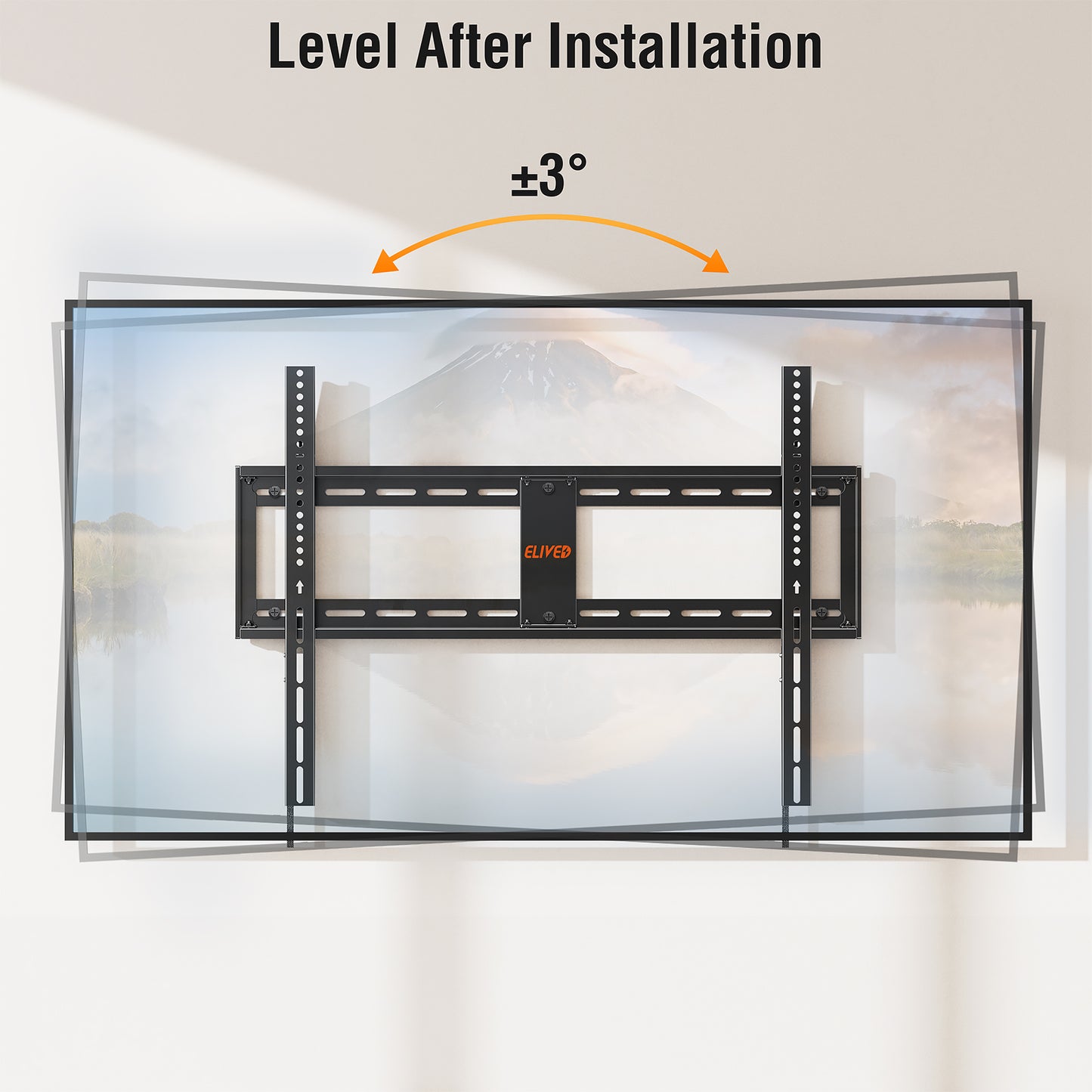 ELIVED Fixed TV Mount for Most 42-100 Inch Flat Screen tvs, Low Profile Wall Mount TV Bracket up to VESA 800x600mm and 199 lbs - Fits 16", 24", 32" Studs- Heavy Duty and Space Saving