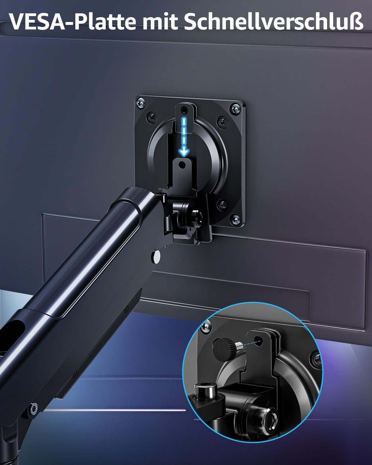 ELIVED EV6012B Monitor Mount 2 Monitors for 13-32 Inch Screens, Screen Mount 2 Monitors Holds 2-9 kg Monitor with VESA 75/100 mm, Gas Spring Monitor Arm with Tilt, Swivel, Rotatable