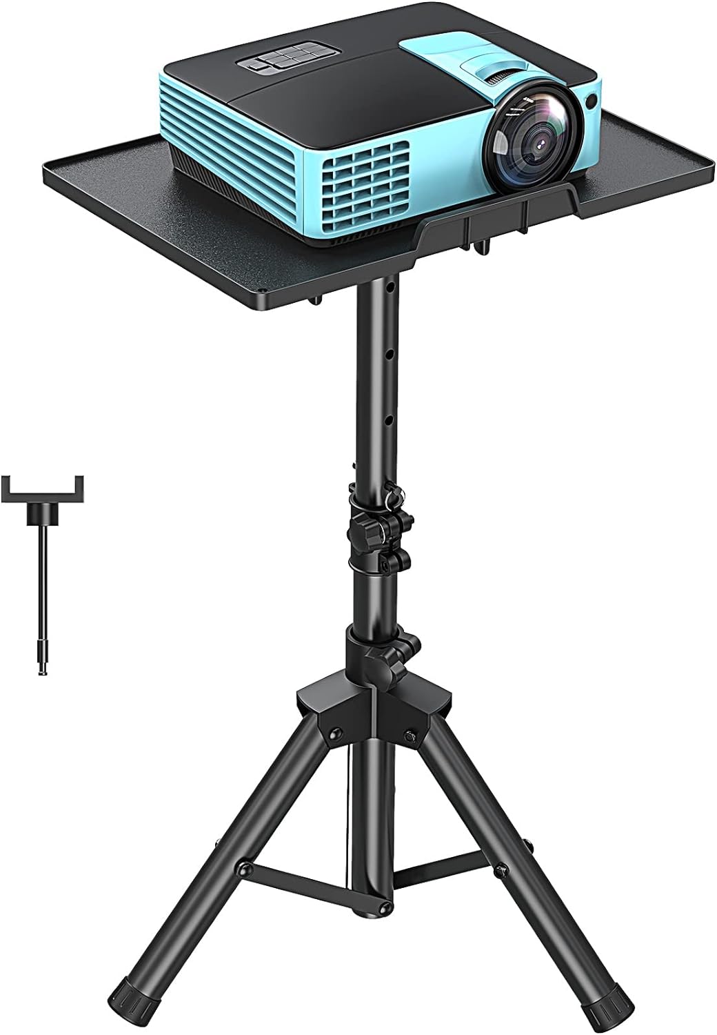 ELIVED Projector Stand - 21'' to 34'' Height Adjustable Portable Projector Tripod with 180° Tilting, Laptop Tripod Stand DJ Rack with Phone Holder for Home Office Stage Studio Outdoor Movies