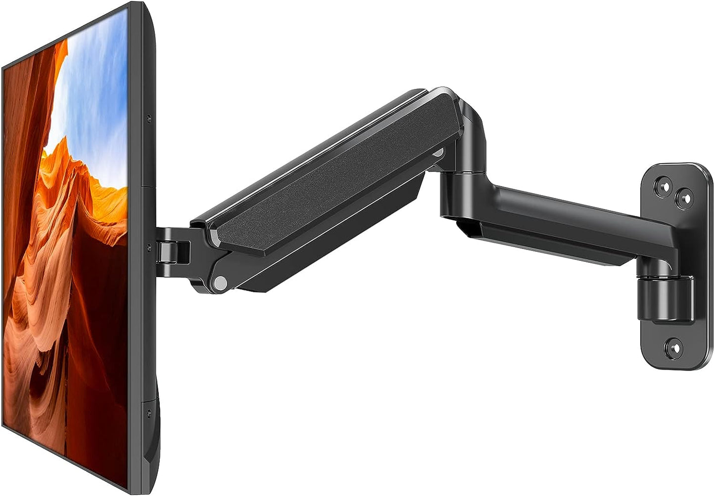 ErgoFocus Monitor Wall Mount Fits 17-32 Inch Flat/Curved Computer Screens, Single Monitor Wall Arm Holds up to 19.8lbs, Height Adjustable Gas Spring Wall Monitor Stand Tilt, VESA Mount 75x75/100x100