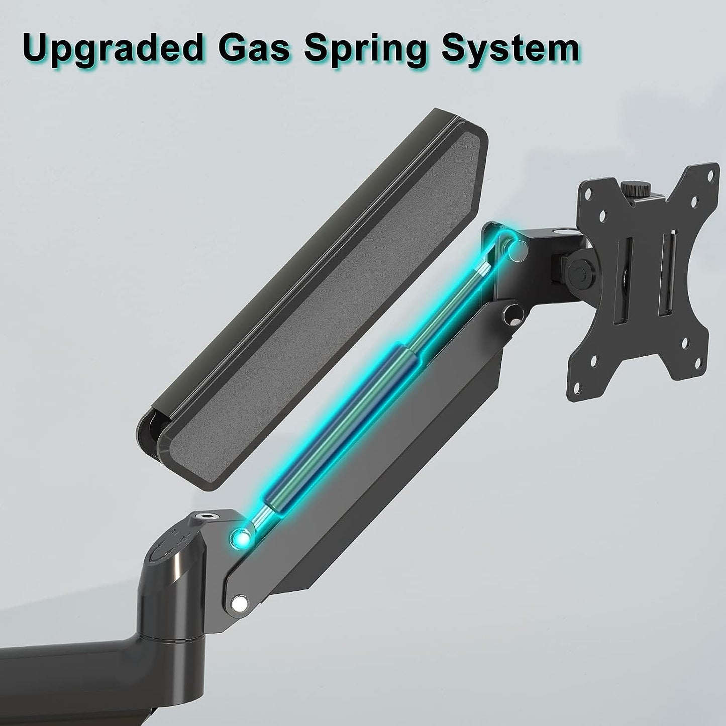 ErgoFocus Monitor Wall Mount Fits 17-32 Inch Flat/Curved Computer Screens, Single Monitor Wall Arm Holds up to 19.8lbs, Height Adjustable Gas Spring Wall Monitor Stand Tilt, VESA Mount 75x75/100x100