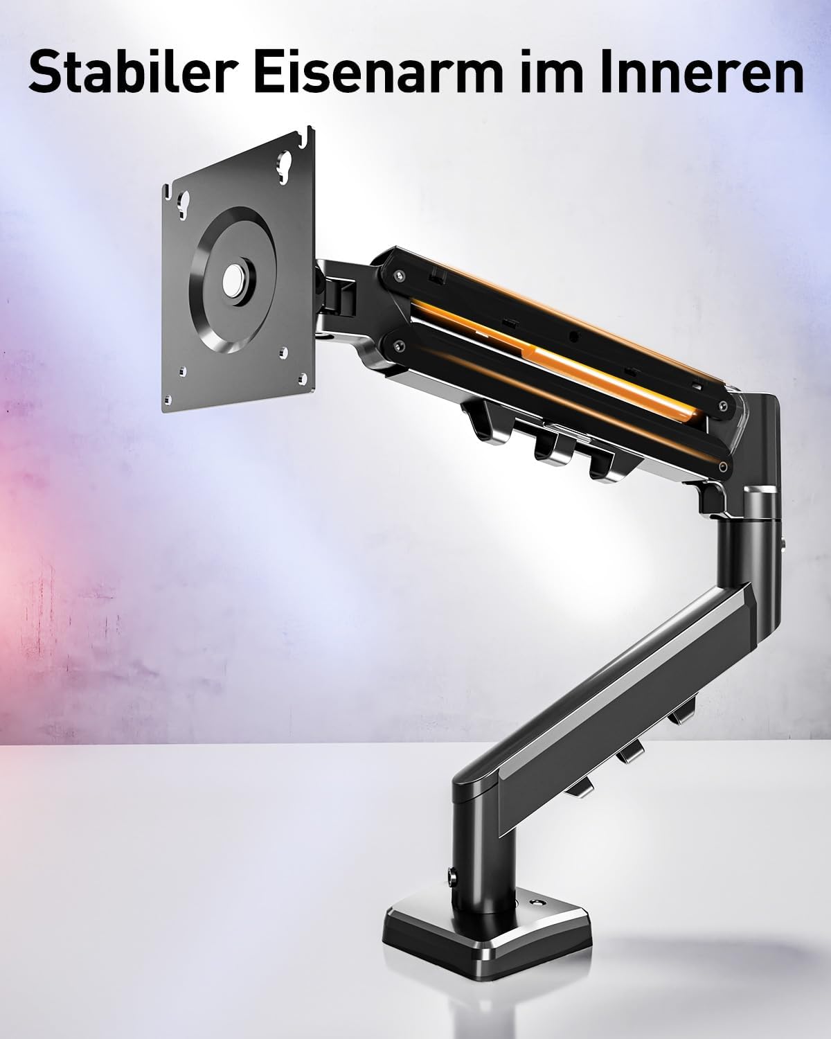 ELIVED EV6013B-DE Monitor Mount for 13 - 32 Inch Monitor, Ideal for 2-9 kg Gaming PC Screens with VESA 75/100 mm, Gas Spring Monitor Arm with Tilt, Swivel, Rotatable