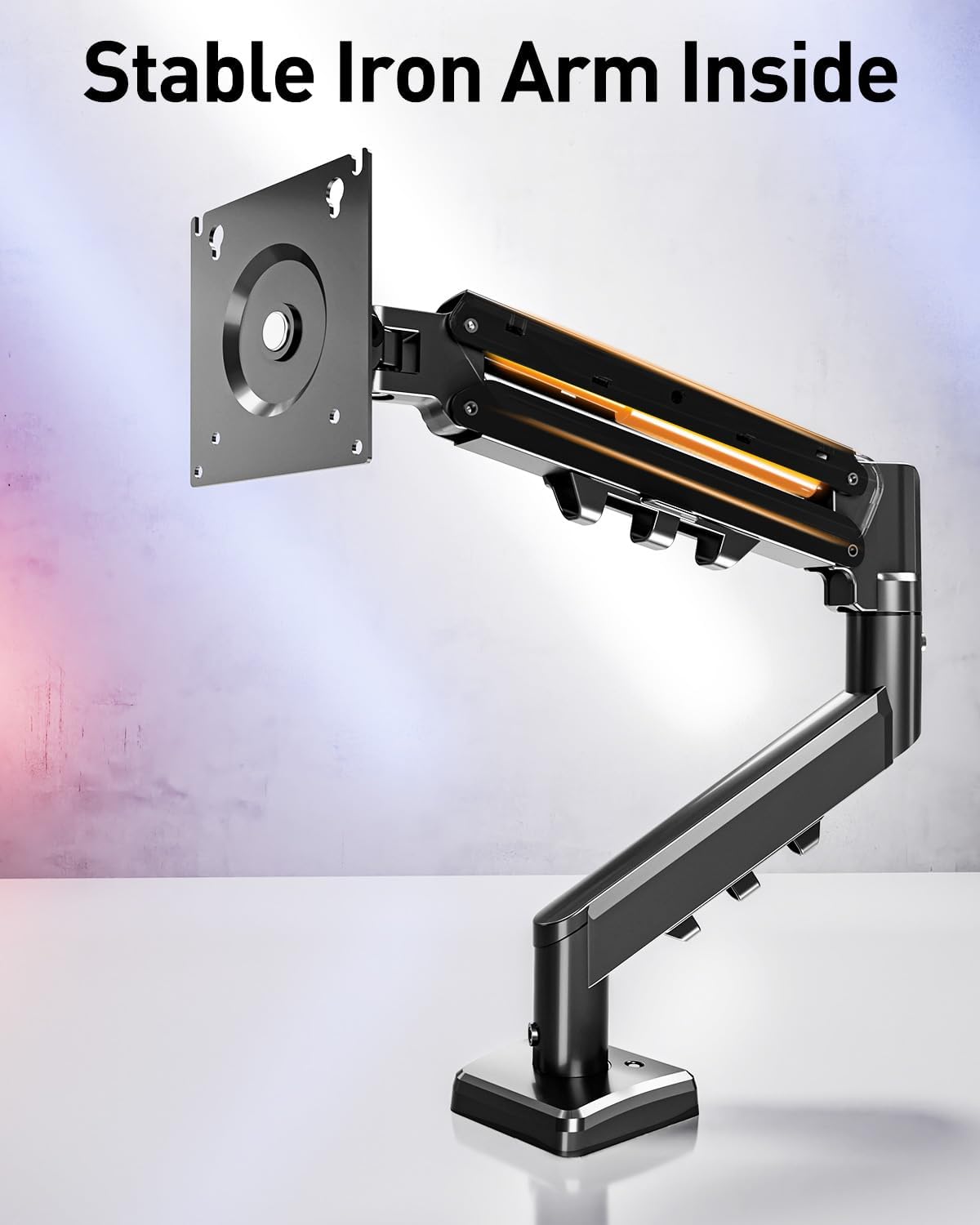 ELIVED Single Monitor Arm - Adjustable Gas Spring Monitor Stand for 13-32 Inch Screens up to 9KG, Ergonomic Desk Mount with Tilt, Swivel & Rotate, VESA 75/100mm, 2 Mounting Clamp, Black, EV6013B