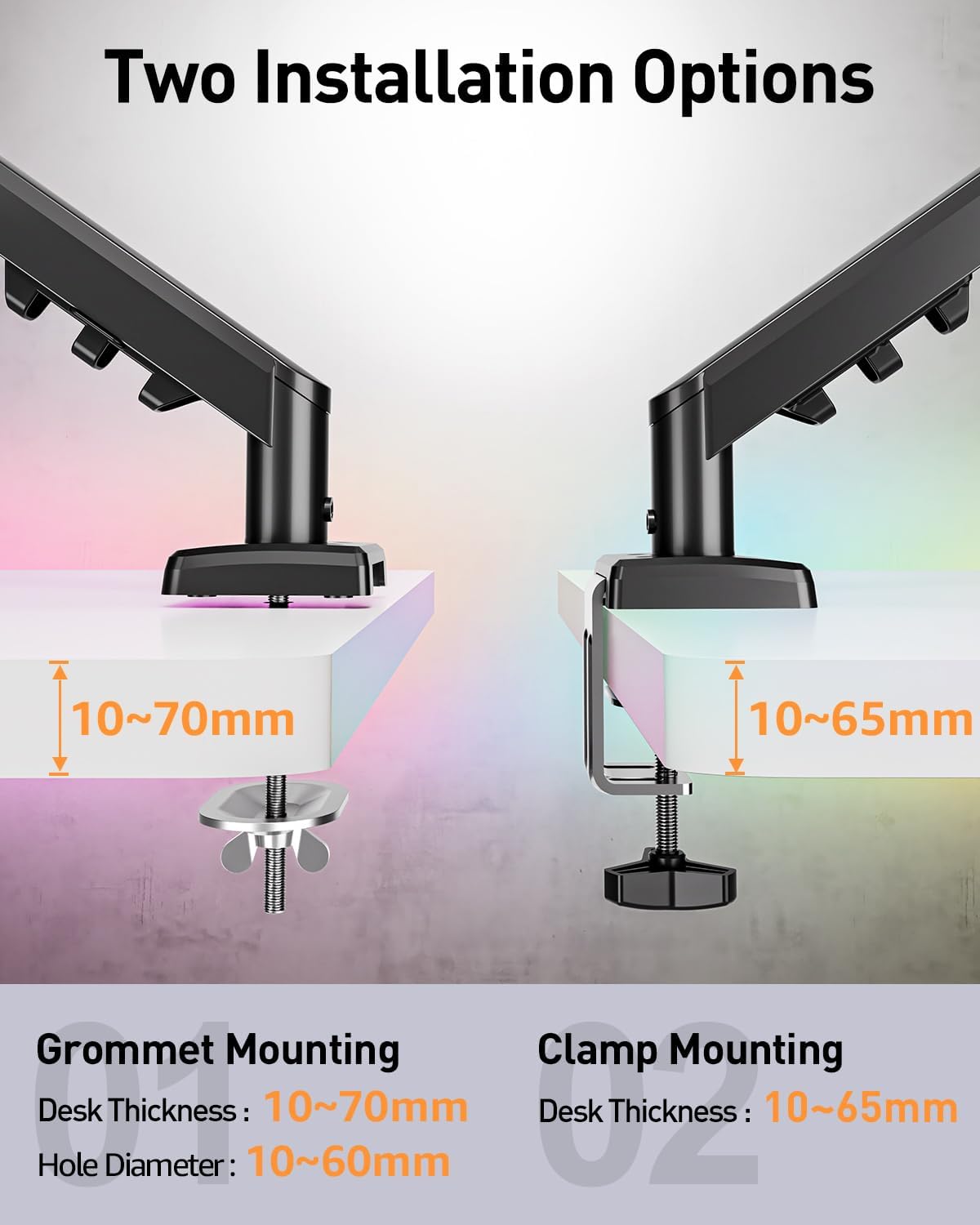 ELIVED Single Monitor Arm - Adjustable Gas Spring Monitor Stand for 13-32 Inch Screens up to 9KG, Ergonomic Desk Mount with Tilt, Swivel & Rotate, VESA 75/100mm, 2 Mounting Clamp, Black, EV6013B
