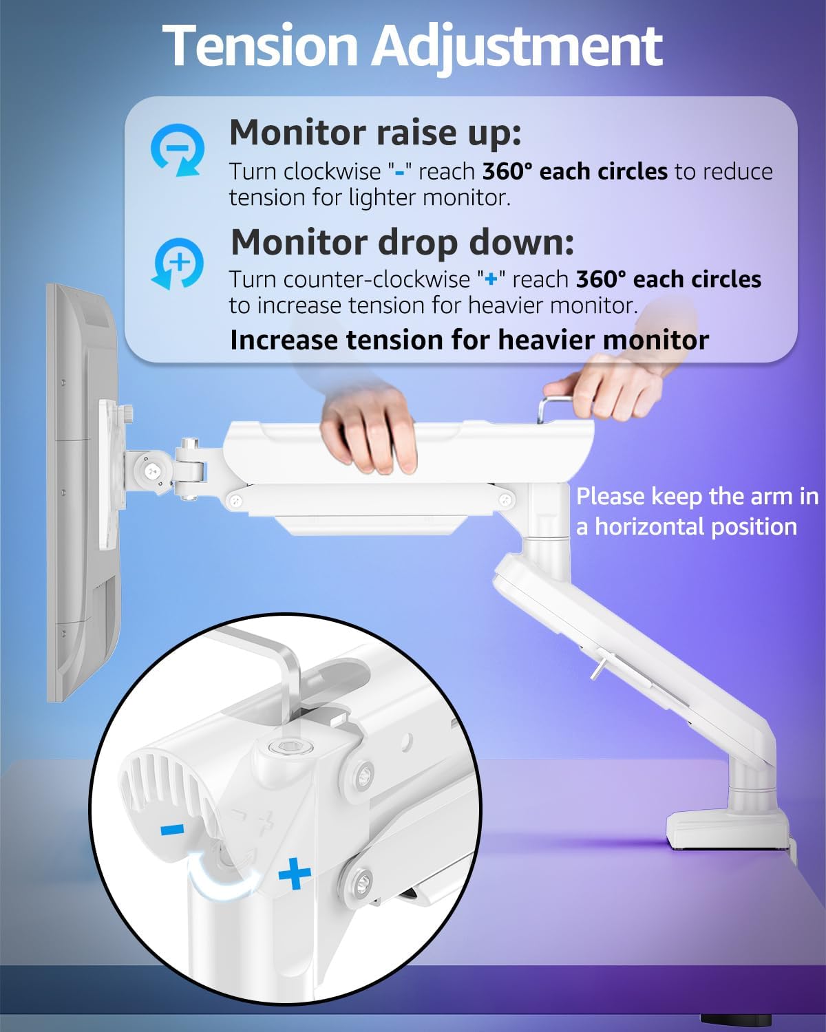 Freelift Dual Monitor Arm Desk Mount for 13-32 inch Screen, Height Adjustable Double Gas Spring Arm, Gaming Monitor Arm Holds 2-9kg, VESA 75x75 100x100 with C-clamp& Grommet, White EV6012W