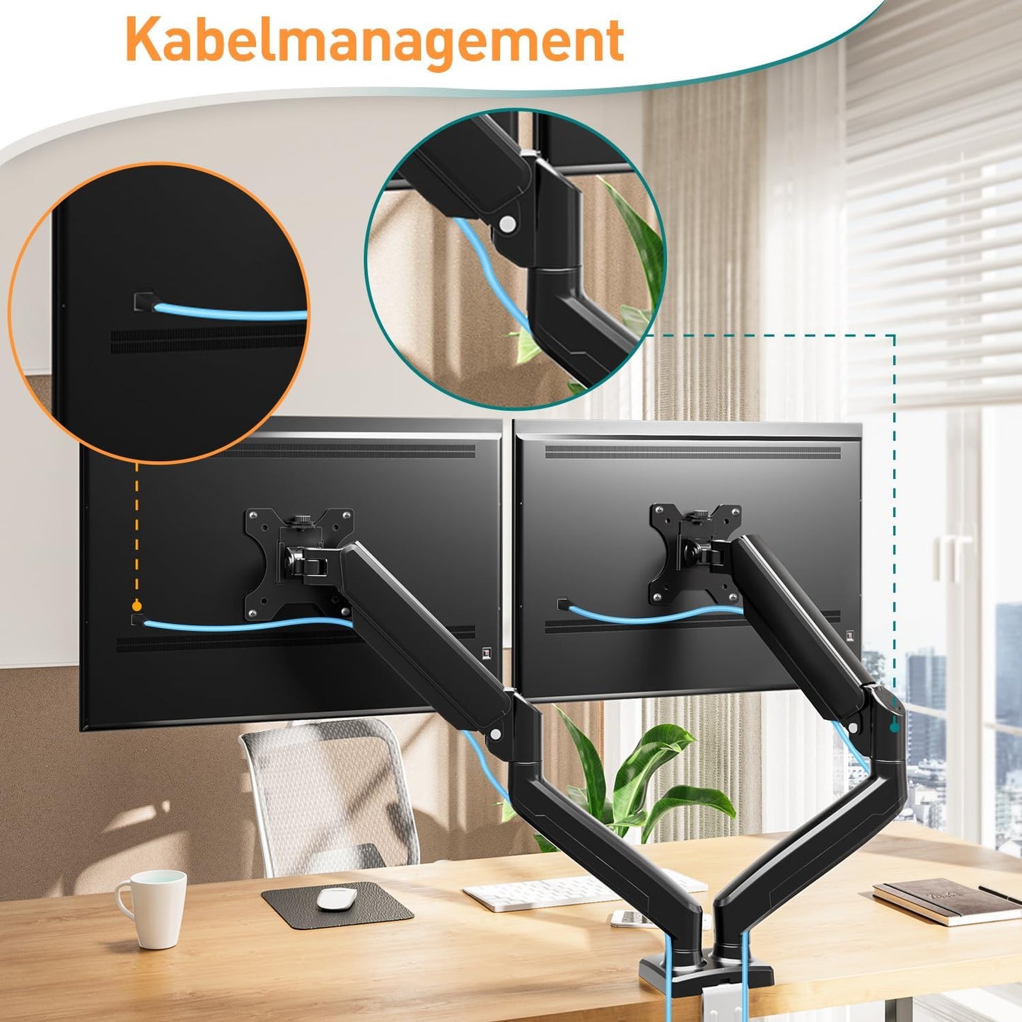 ELIVED Monitor Mount 2 Monitors for 13-32 Inch Screens with VESA 75/100