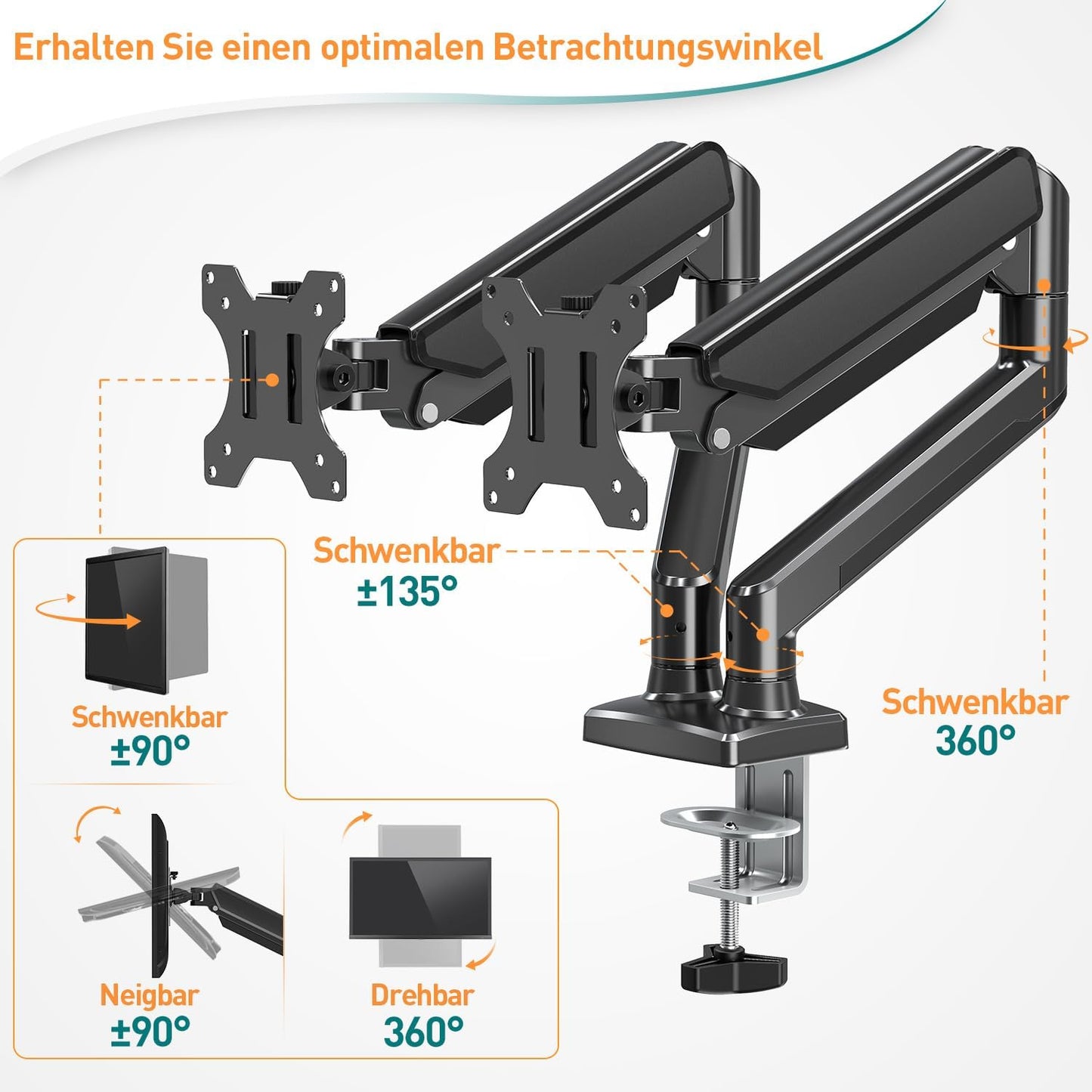 ELIVED Monitor Mount 2 Monitors for 13-32 Inch Screens with VESA 75/100