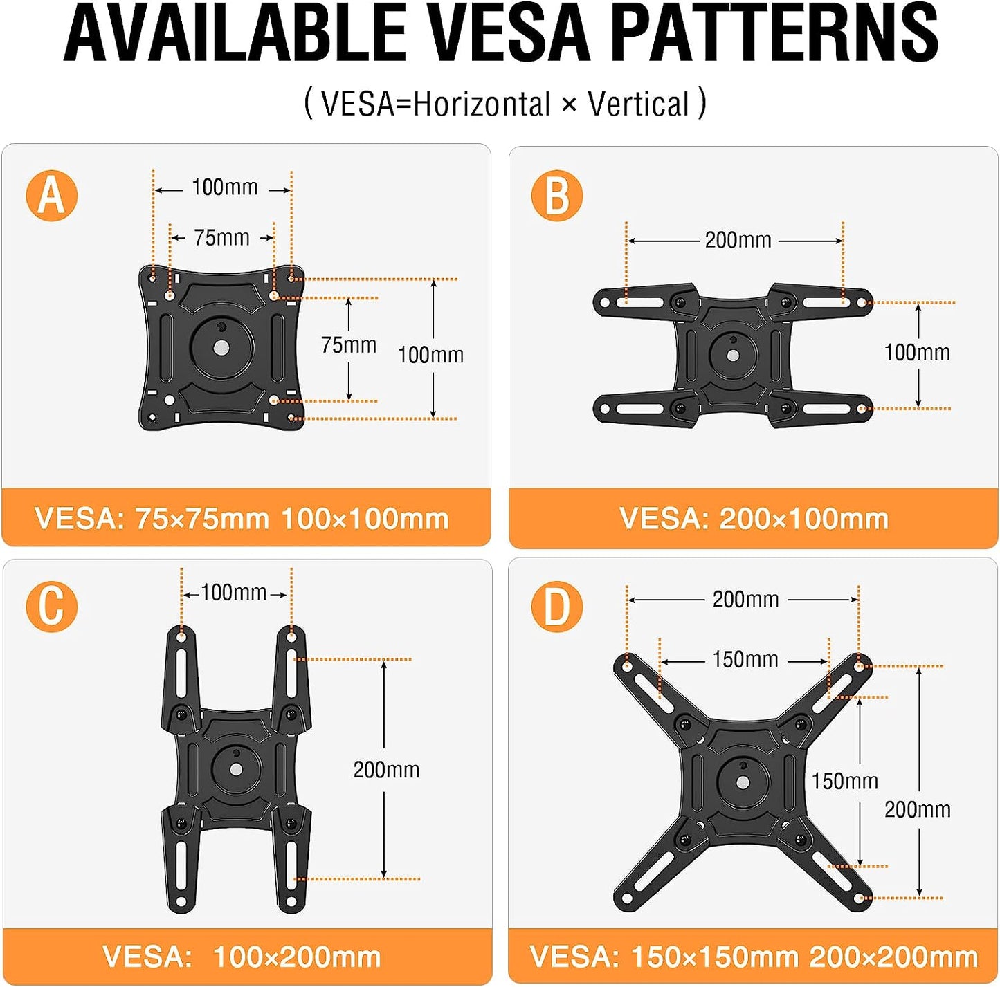ELIVED UL Listed Full Motion TV Monitor Wall Mount for Most 14-42 Inch LED LCD Flat Screen TVs & Monitors, Swivels Tilts Extension Rotation, Wall Mount TV Bracket Max VESA 200x200mm, up to 33 lbs.