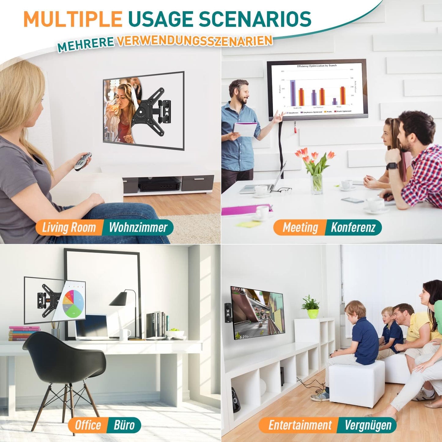ELIVED EV012 TV Wall Mount Swivelling Tilting TV Wall Mount Extendible for Most 14-42 Inch LED, LCD, OLED TVs up to 15 kg with Max VESA 200 x 200 mm