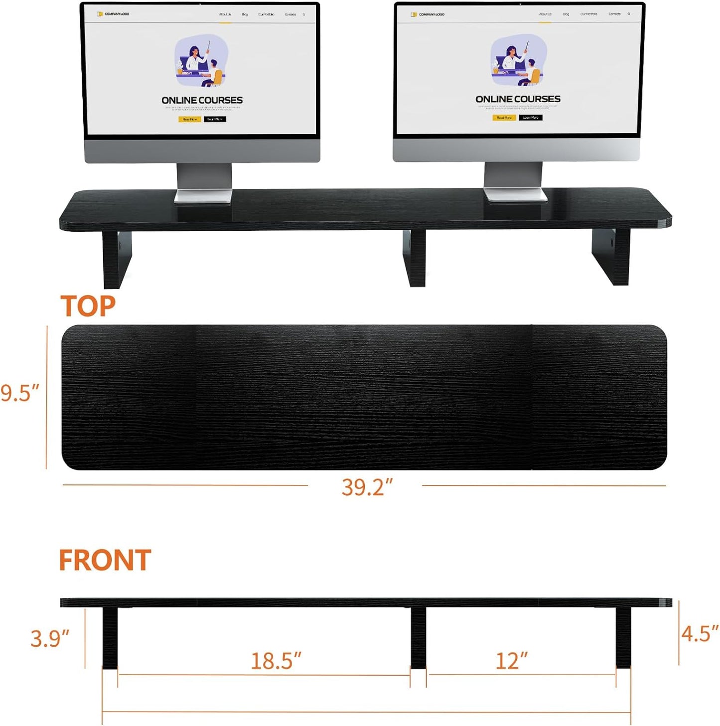 Ergofoucs Dual Monitor Stand, 39 inch Large Monitor Stand Riser for 2 Monitors, Wood Computer Monitor Stand for Desk with Storage Space for Office Assessories
