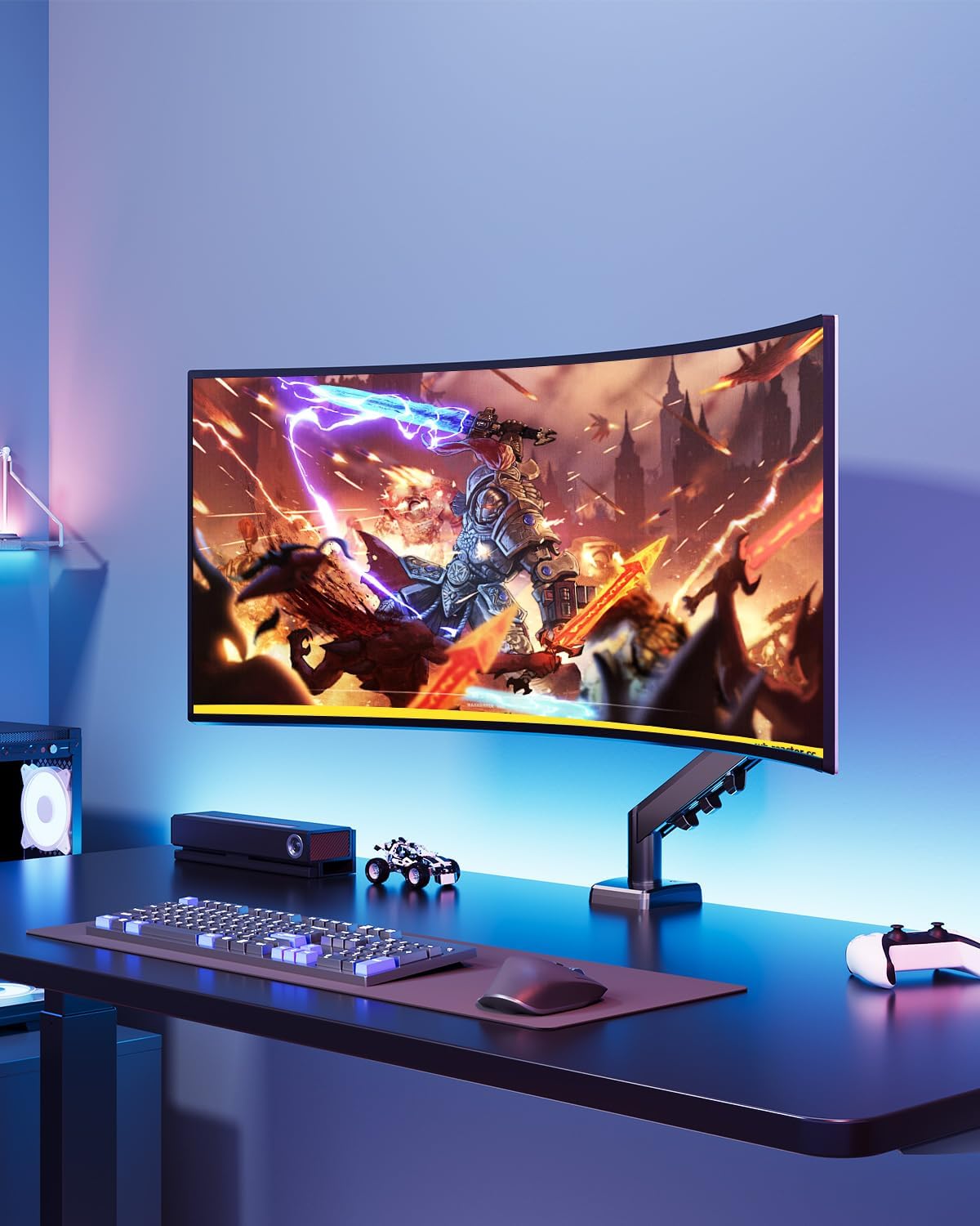 ELIVED EV6013B-DE Monitor Mount for 13 - 32 Inch Monitor, Ideal for 2-9 kg Gaming PC Screens with VESA 75/100 mm, Gas Spring Monitor Arm with Tilt, Swivel, Rotatable