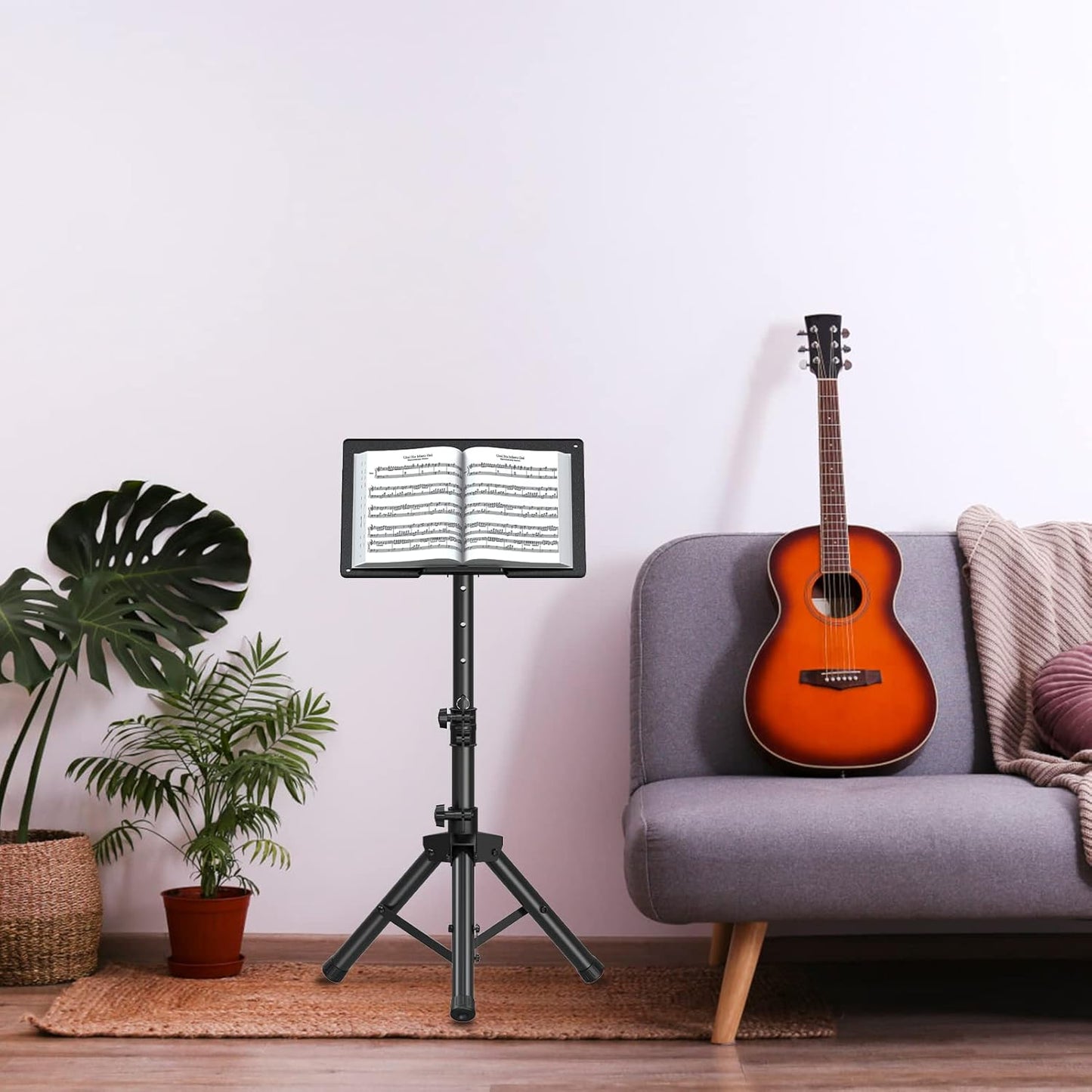 ELIVED Projector Stand - 21'' to 34'' Height Adjustable Portable Projector Tripod with 180° Tilting, Laptop Tripod Stand DJ Rack with Phone Holder for Home Office Stage Studio Outdoor Movies