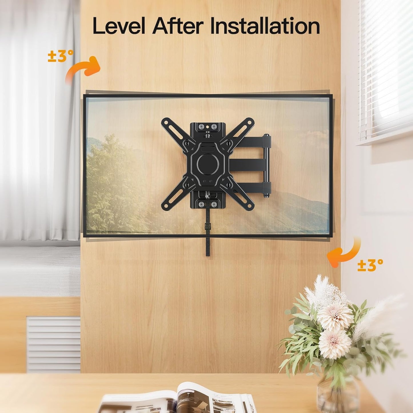 ELIVED RV TV Mount for Camper, Lockable RV TV Wall Mount for Most 13-43 Inch TVs, Full Motion Swivel and Tilt, Secure Lock for Trailer Motorhome Truck Boat, Max VESA 200x200mm, up to 33 LBS