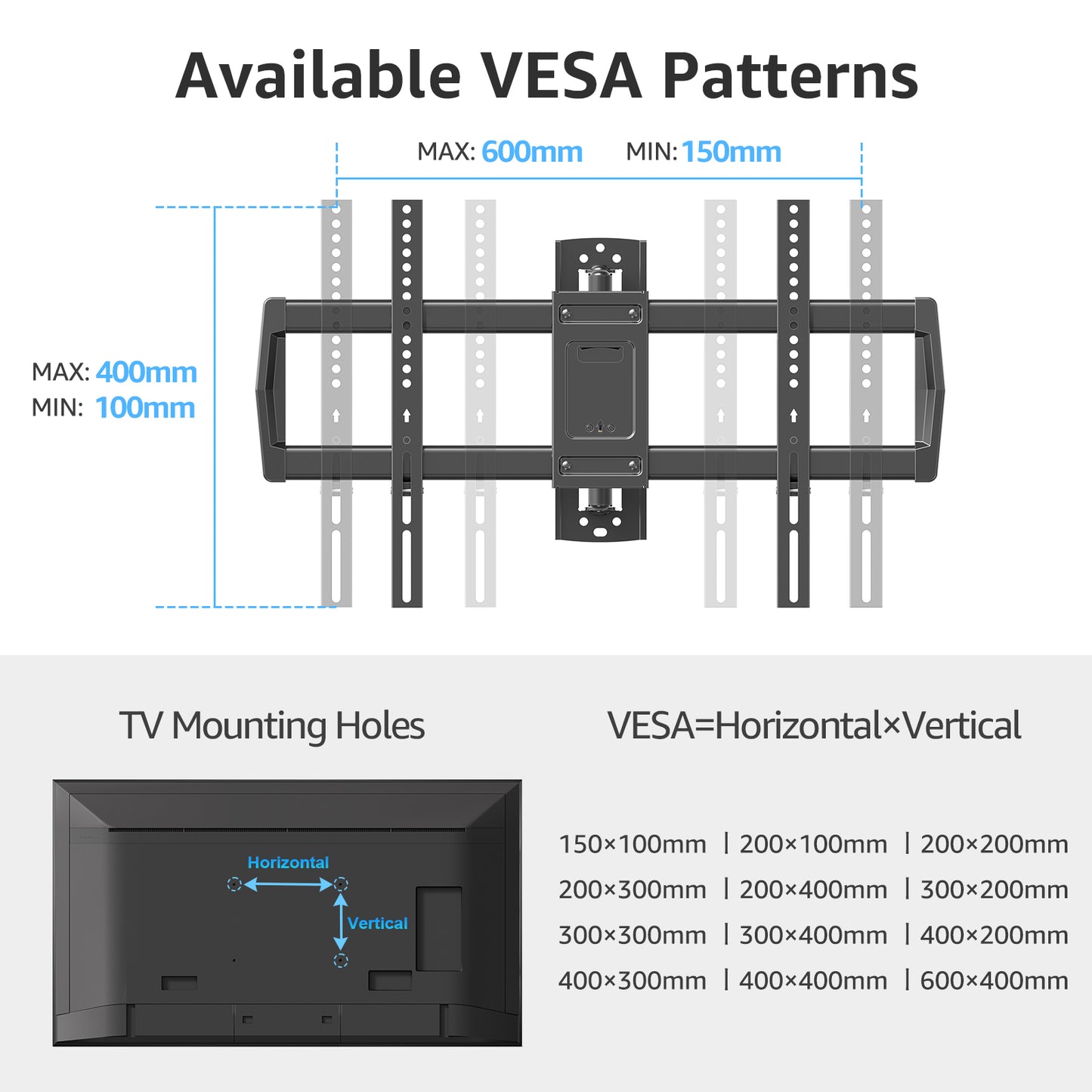 HOMOUNT Long Arm TV Wall Mount for Most 42-75 Inch TVs, 37.9" Full Motion Corner Wall Mount TV Bracket with Extension & Tilt & Swivel Articulating Arm, Max VESA 600x400mm and Up to 99 lbs