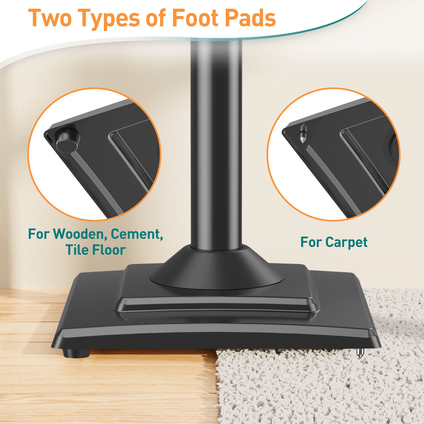 ELIVED Speaker Stands Height-Adjustable for Satellites up to 5 kg, Set of 2 Floor Stands, Universal Compatible with Samsung Sony, Holds Satellite & Small Bookshelf Speakers, Black EV5032