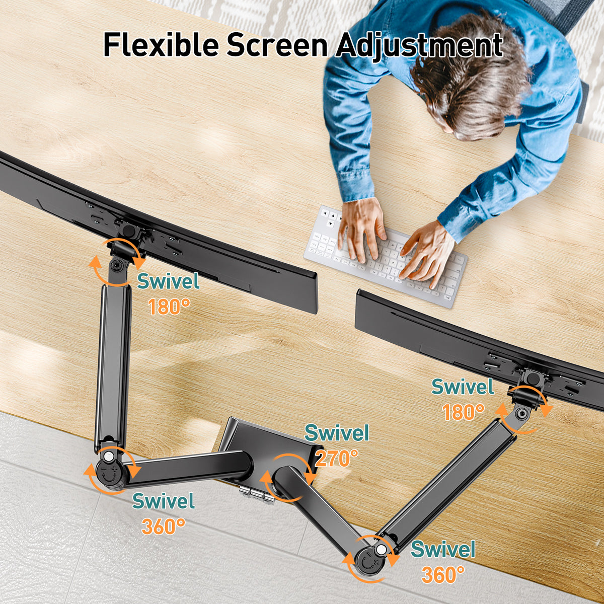 ELIVED Dual Monitor Arm for 13-32 inch Screen, Ergonomic Home Office Mount