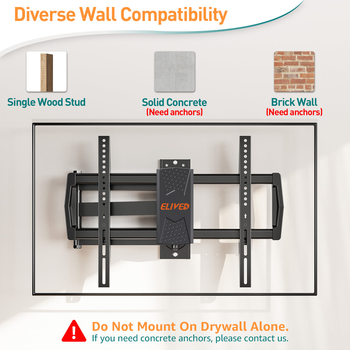 ELIVED 813mm Long Reach TV Wall Bracket for Most 37-75 Inch TVs
