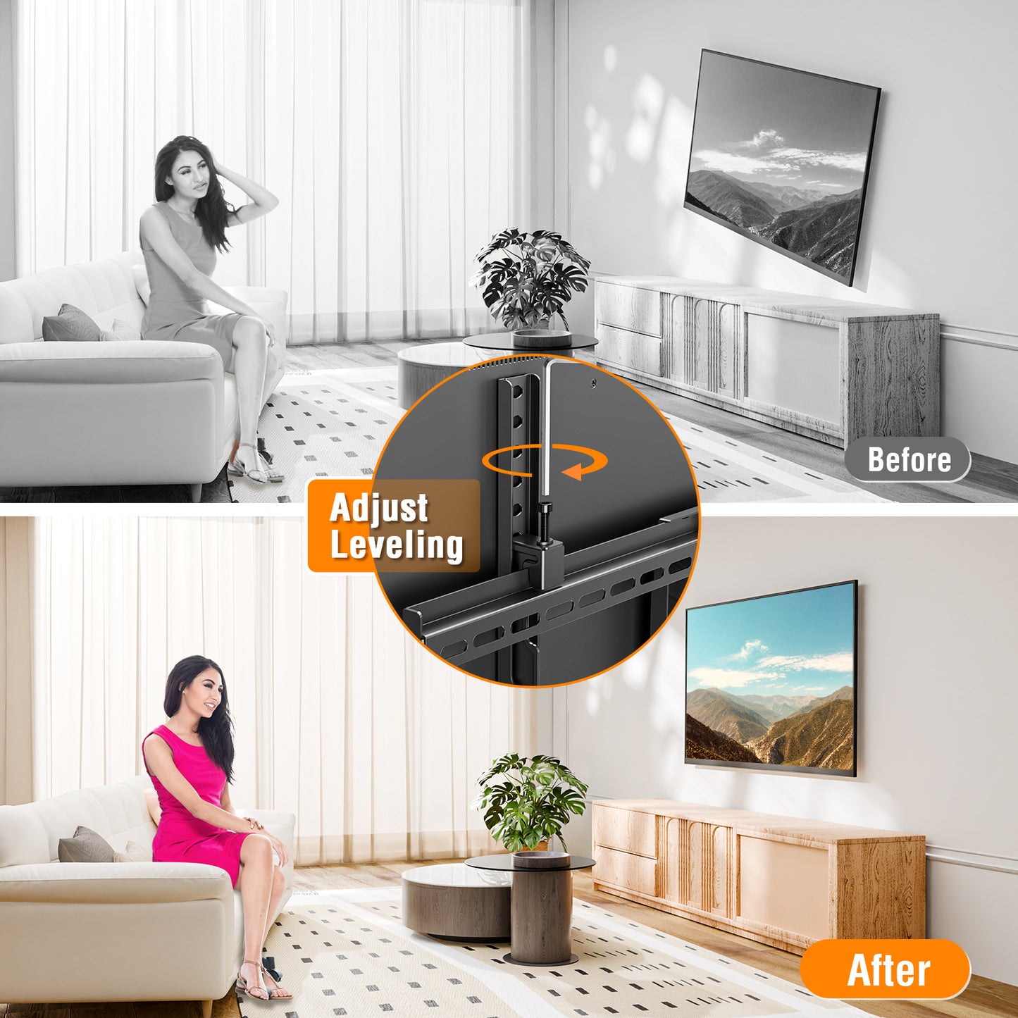 HOMOUNT TV Wall Mount, Tilting TV Mount Bracket for Most 37"-84" TVs with Level Adjustment, Fit 16" 18" 24" Wood Studs, Wall Mount Bracket Max VESA 600x400mm, up to 99 Lbs
