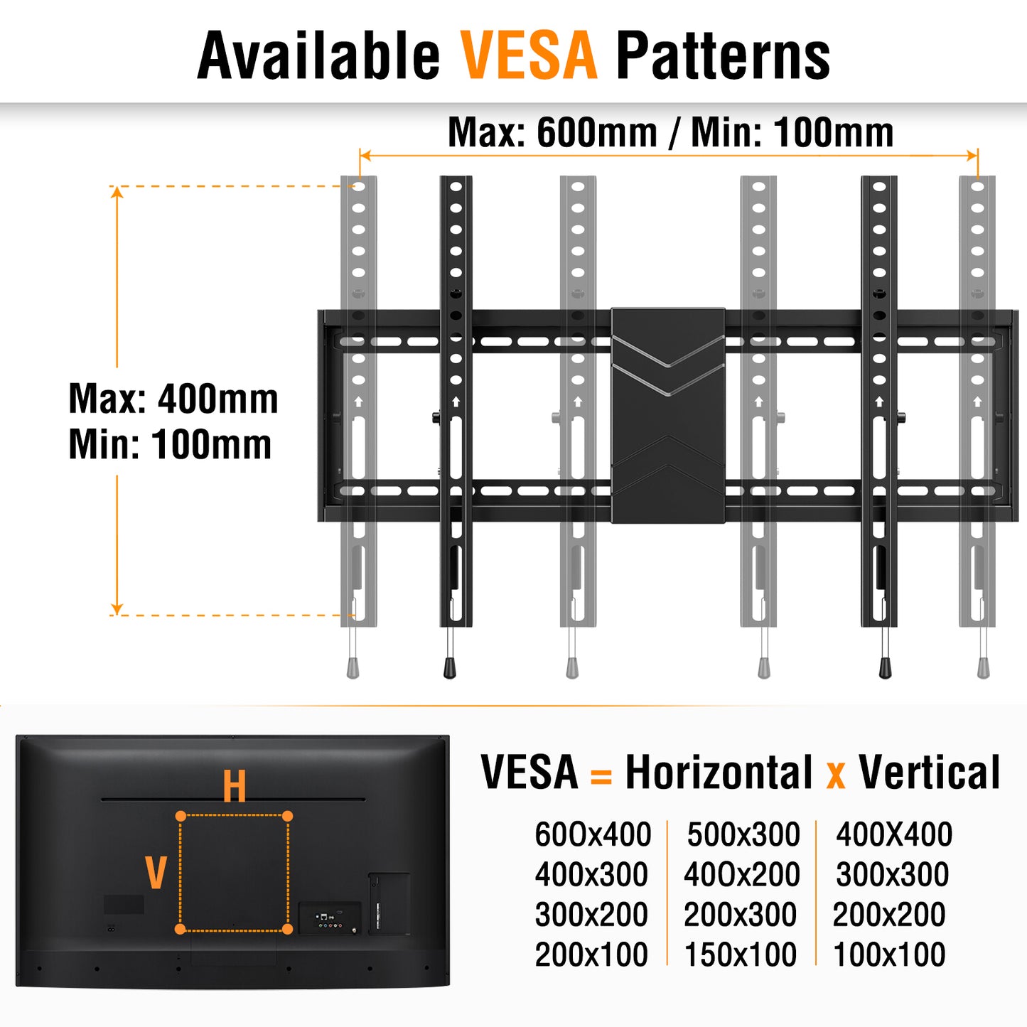 HOMOUNT TV Wall Mount, Tilting TV Mount Bracket for Most 37"-84" TVs with Level Adjustment, Fit 16" 18" 24" Wood Studs, Wall Mount Bracket Max VESA 600x400mm, up to 99 Lbs