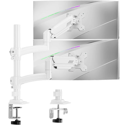 ELIVED Monitor Halterung 2 Monitore für 13-32" Bildschirme, Monitor Arm hält 2-10 kg Monitor mit VESA 75/100mm, Höhenverstellbare Dual Monitorarm mit Neigbar, Schwenkbar, Drehbar, Weiß, EV6034W