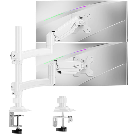 ELIVED Taller Dual Monitor Stand Long Arms for 13-32 inch Screens, Height Adjustable, VESA 75/100mm, Monitor Arm Desk Mount with Tilt Swivel Rotation, Up to 10KG, White, EV6034W