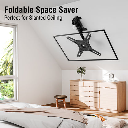 ELIVED Flip Down Ceiling TV Mount for Most 14-40 Inch TVs, Floding TV Mount for Flat and Pitched Roof, Height Adjustable Full Motion tv Bracket 360° Swivel for Patio, Max VESA 200x200mm, up to 22 Lbs