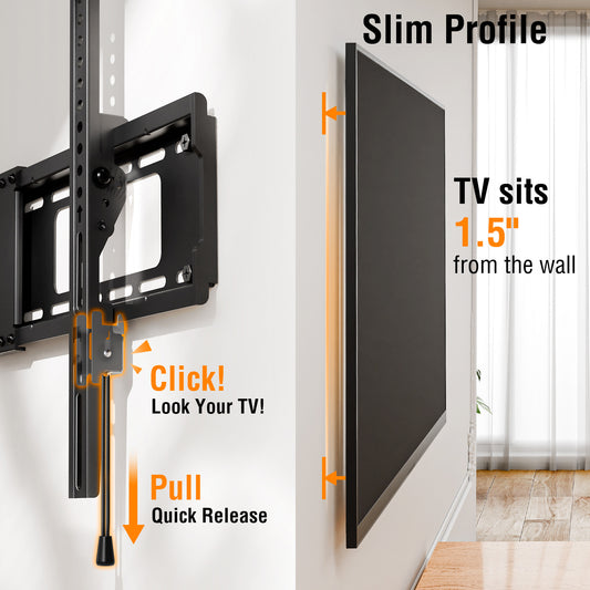ELIVED Tilting TV Wall Mount for Most 37"-85" TVs Up to 132 lbs, Low Profile Tilt Mount Fits 24"/18"/16" Wood Studs, Wall Mount tv Bracket Max VESA 600x400mm, YD1038
