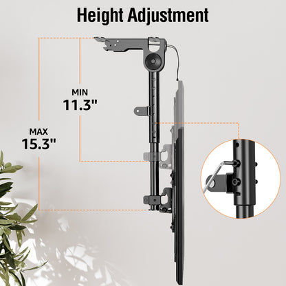 ELIVED Flip Down Ceiling TV Mount for Most 14-40 Inch TVs, Floding TV Mount for Flat and Pitched Roof, Height Adjustable Full Motion tv Bracket 360° Swivel for Patio, Max VESA 200x200mm, up to 22 Lbs