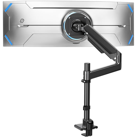 ErgoFocus  Heavy Duty Single Monitor Mount for Max 49 inch, Hold 4.4 to 44 lbs Ultrawide Screens, Premium Monitor Arm for Samsung Odyssey G9 and More, Adjustable Gas Spring Desk Stand, VESA Mount