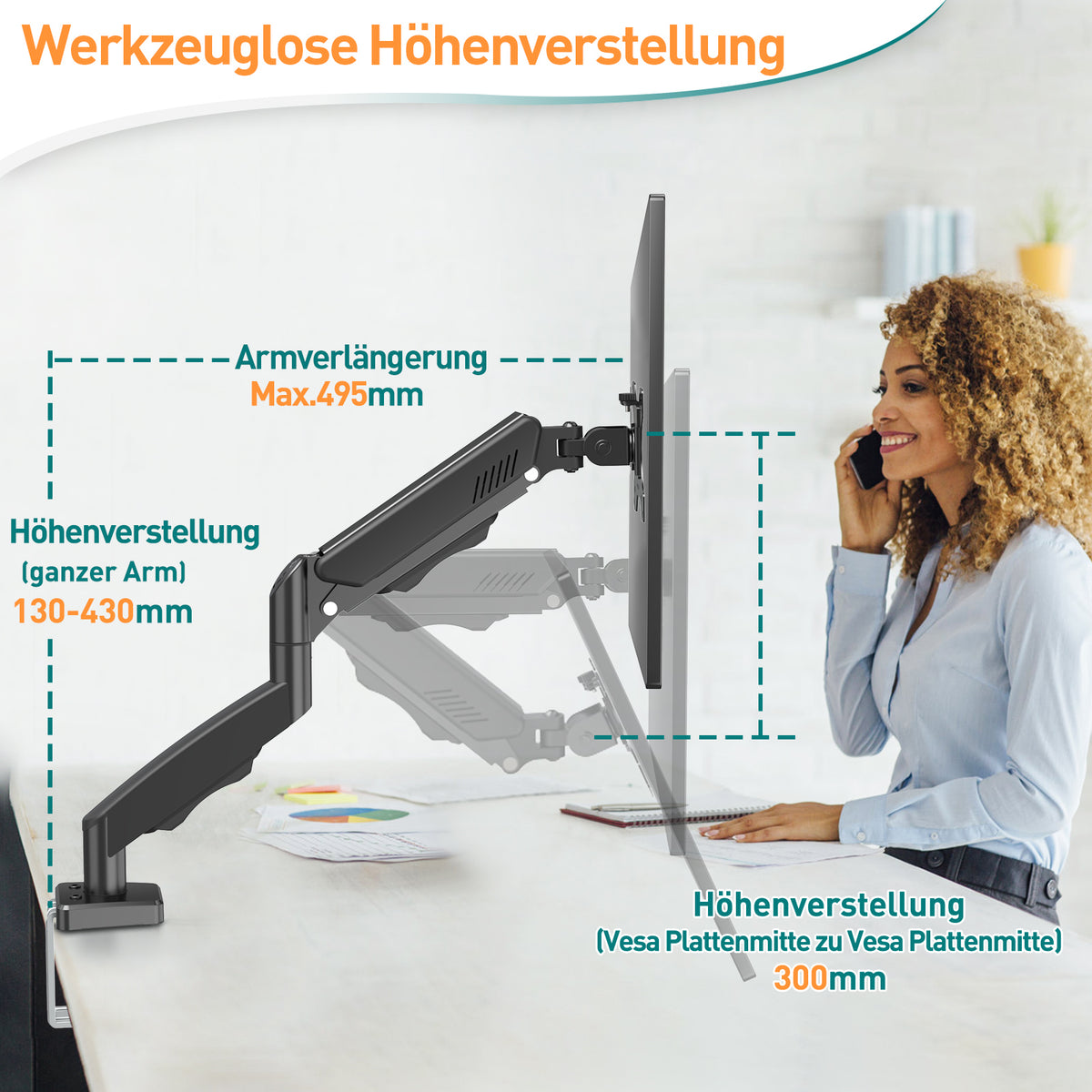 ELIVED Monitor Halterung für 13-32" Bildschirme bis zu 9kg, VESA 75/100mm