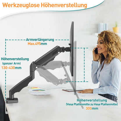 ELIVED Monitor Halterung für 13-32" Bildschirme bis zu 9kg, VESA 75/100mm