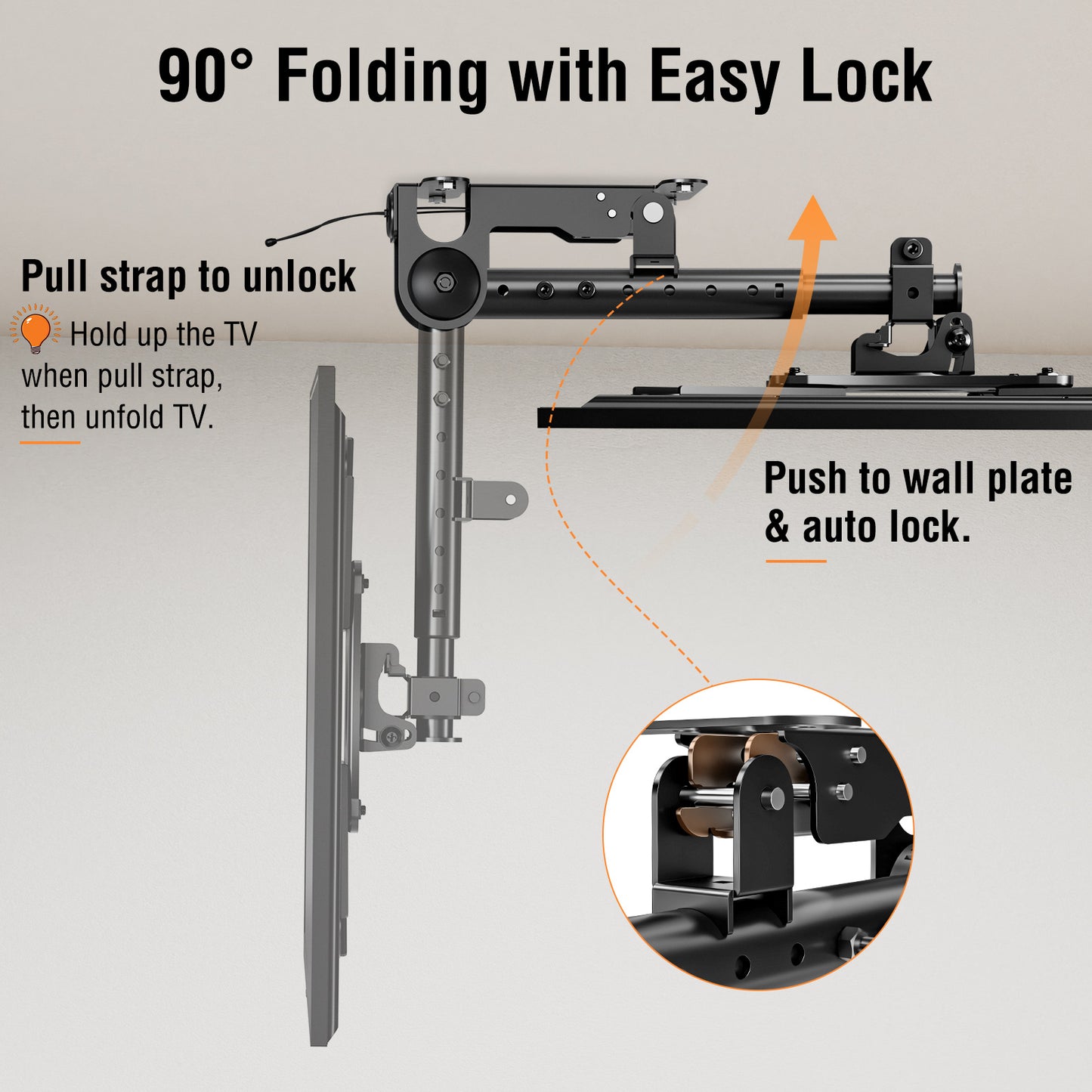 ELIVED Flip Down Ceiling TV Mount for Most 14-40 Inch TVs, Floding TV Mount for Flat and Pitched Roof, Height Adjustable Full Motion tv Bracket 360° Swivel for Patio, Max VESA 200x200mm, up to 22 Lbs