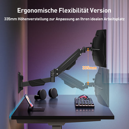 ELIVED Monitor Wandhalterung für Max. 43 Zoll Ultrawide Bildschirme bis zu 15kg, VESA 75/100/200mm, Heavy Duty Monitor Halterung Wand, Höhenverstellbar Gasdruckfeder Monitor arm EV3421B