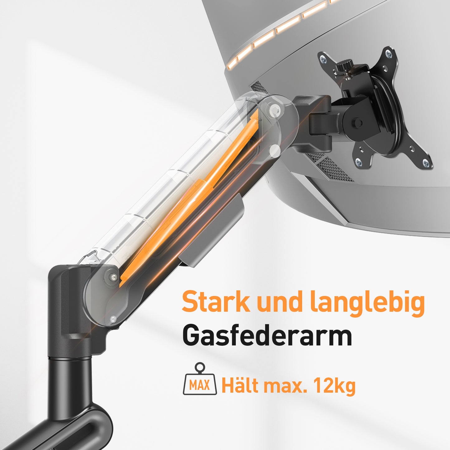 ELIVED Monitor Halterung für 17-34 Zoll Bildschirme, Einzelner Monitorarm hält 2-12 kg Monitor mit VESA 75/100mm, Höhenverstellbar Monitorhalterung mit Neigbar, Schwenkbar, Drehbar, Grau, EV3235B-G