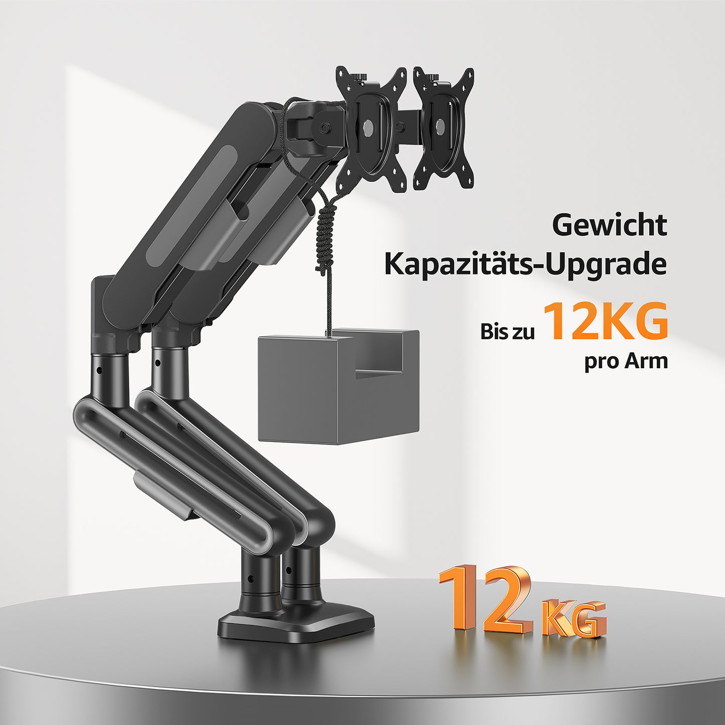 ELIVED Monitor Halterung 2 Monitore für 17-34 Zoll Bildschirme, Bildschirmhalterung 2 Monitore hält 2-12 kg Monitore mit VESA 75/100mm, Höhenverstellbar Monitorhalterung mit Drehbar, Grau, EV3236B-G