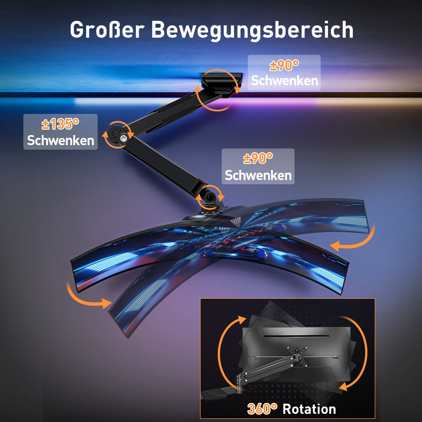 ELIVED Monitor Wandhalterung für Max. 43 Zoll Ultrawide Bildschirme bis zu 15kg, VESA 75/100/200mm, Heavy Duty Monitor Halterung Wand, Höhenverstellbar Gasdruckfeder Monitor arm EV3421B