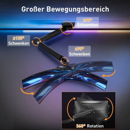 ELIVED Monitor Wandhalterung für Max. 43 Zoll Ultrawide Bildschirme bis zu 15kg, VESA 75/100/200mm, Heavy Duty Monitor Halterung Wand, Höhenverstellbar Gasdruckfeder Monitor arm EV3421B