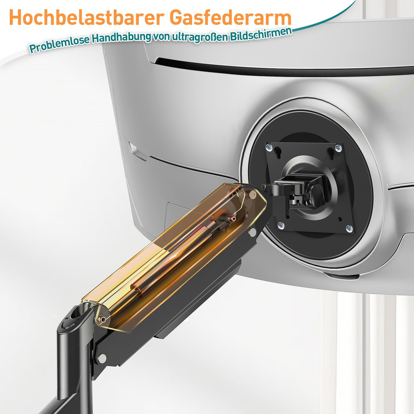 ELIVED Ultrawide Monitor Arm für Max 49 Zoll Bildschirm, Monitor Halterung Für schwerere Monitore 2-20kg mit VESA 75/100mm, Gasfeder Monitorarm mit Neigbar, Schwenkbar, Drehbar, EV3227