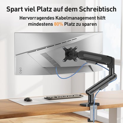 ELIVED Monitor Halterung für 17-34 Zoll Bildschirme, Einzelner Monitorarm hält 2-12 kg Monitor mit VESA 75/100mm, Höhenverstellbar Monitorhalterung mit Neigbar, Schwenkbar, Drehbar, Grau, EV3235B-G